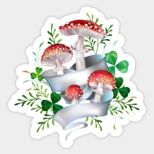 Fly Agaric with White Ribbon Sticker